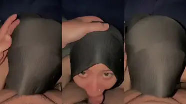 Cewek hijap sepong kontol pacar crot di muka